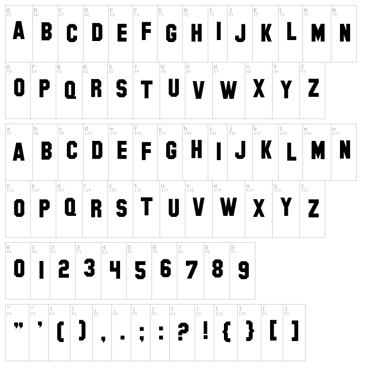 SF Hollywood Hills font map